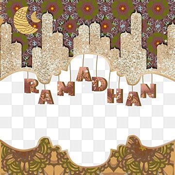 Twibbon Golden Ramadan Kareem Ramadhan Banner Islamic Festival Png