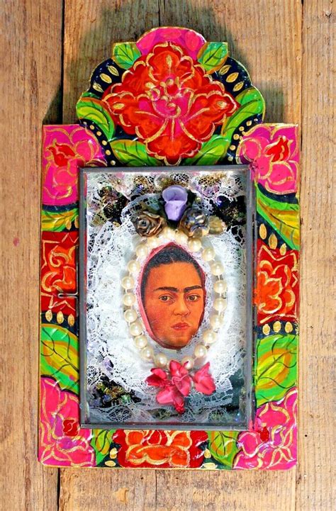 Frida Kahlo Lace Headdress Tin Retablo Feminine Icon Handmade Mexican