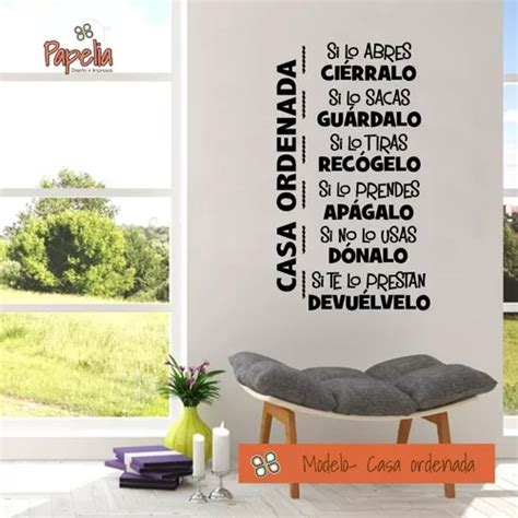 Vinil Decorativo Para Pared Frases Casa Ordenada Env O Gratis