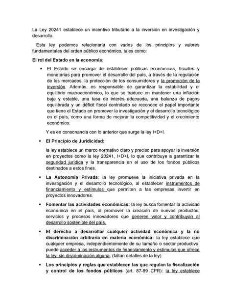 I D Do Escrito Apuntes La Ley Establece Un Incentivo