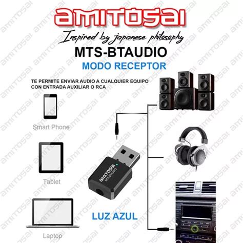 Emisor Transmisor Receptor Bluetooth Audio Tv Smart Amitosai Mts