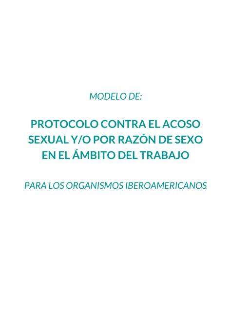 Modelo De Protocolo Contra El Acoso Sexual Y Por Razon De Sexo En El