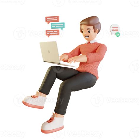 Mens Gebruik Laptop Werk Werkzaamheid 3d Illustraties 11153671 Png