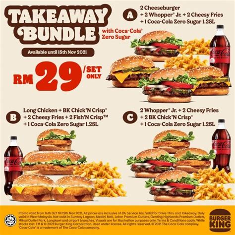 Burger King Takeaway Bundle RM29 Promotion Valid Until 15 Dec 2021