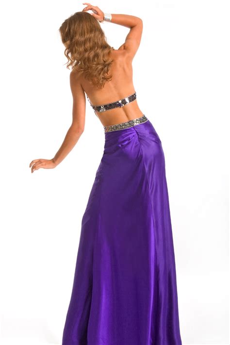 Graceful Purple Halter Low Back Empire Floor Length Sexy Dress With Sequins