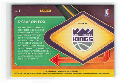 De Aaron Fox Panini Donruss Optic Kings Express Lane Purple