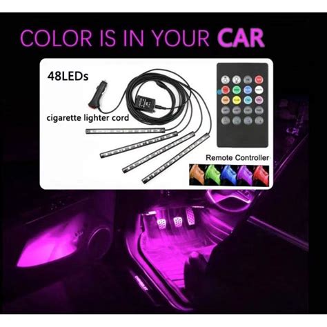 Car LED Wireless Remote Control Colorful RGB Car Interior Floor