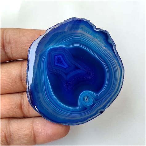 194 Carats Bleu Tranche Agate Druse Géode Cabochon Naturel Gemme pour