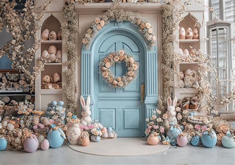 5 Easter Door Digital Backdrops, Easter Photo Props, Spring Photo Digital Background, Studio ...