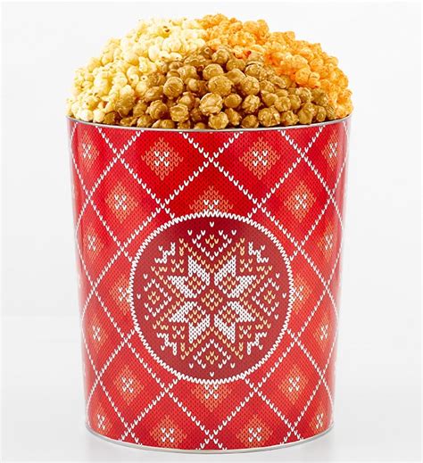 Cozy Holiday 3.5 Gallon 3 Flavor Popcorn Tin | The Popcorn Factory