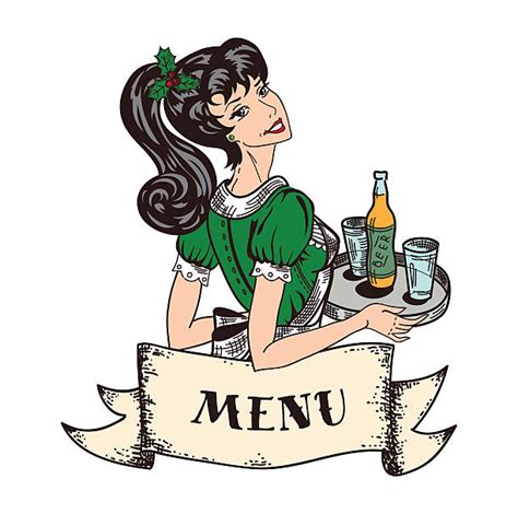 Pin Up Waitress Cartoons Illustrations Royalty Free Vector Graphics