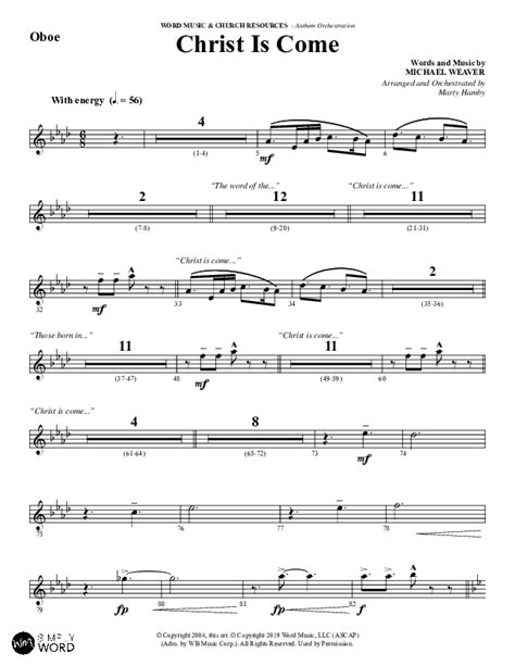 Christ Is Come Choral Anthem Satb Oboe Sheet Music Pdf Word Music