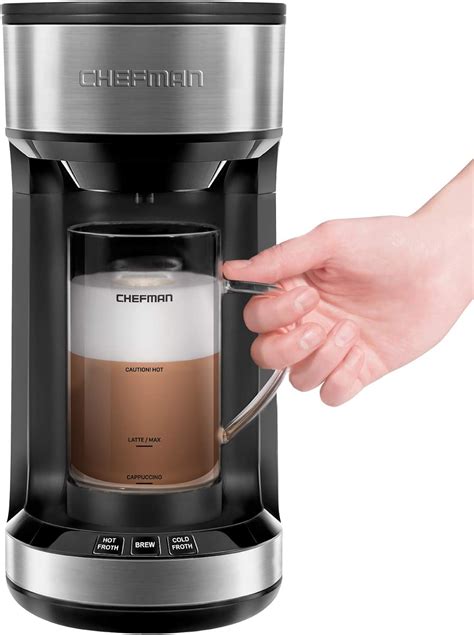 Chefman Froth Brew Coffee Maker And Milk Frother Single Serve Brewer For K Cup Pods And Grounds