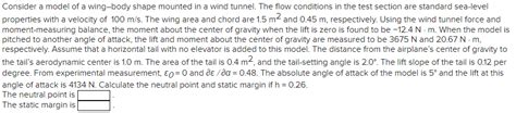 Solved Consider A Model Of A Wing Body Shape Mounted In A Chegg