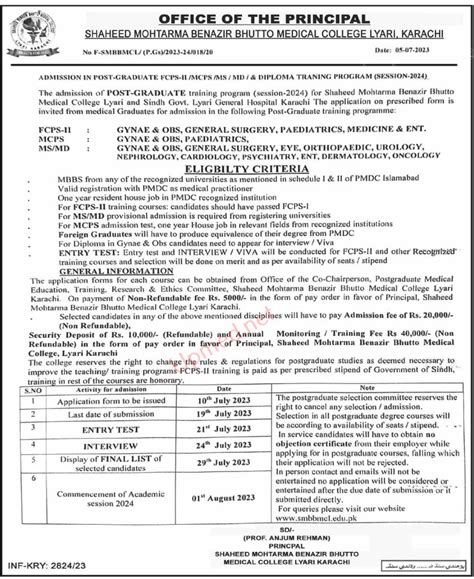 Shaheed Mohtarma Benazir Bhutto Medical College Karachi UPMED Jobs