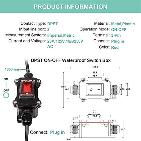 Snapklik Qteatak Inline Cord Switch Dpst Ac A V A V