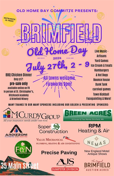 Brimfield Old Home Day 2024 Brought To You By The Bohd Committee And