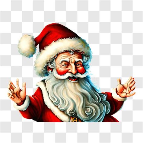 Download Cheerful Cartoon Santa Claus Waving PNG Online - Creative Fabrica