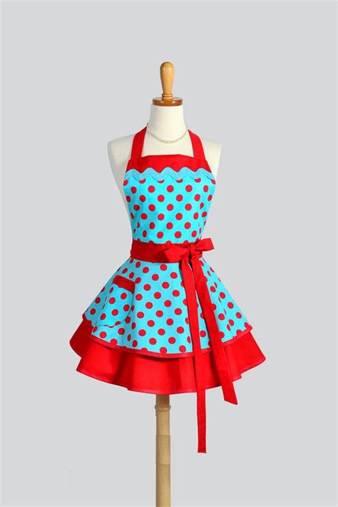 Ruffled Retro Apron Woman Apron Pinup Woman Apron Vintage Style