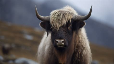 Horn Yak With Long Horns In Field Backgrounds | JPG Free Download - Pikbest