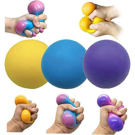 Squishy Stress Ball 4 Pack Squeeze Color Sensory Toy Relieve Tension Anxiety Adhd Home