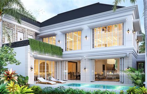 Desain Tampak Belakang Rumah Klasik 2 Lantai Bapak ACL Di Palangka Raya