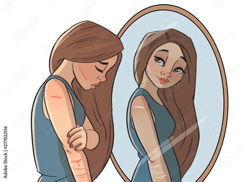 Self Harm Girl Stock Illustration Adobe Stock