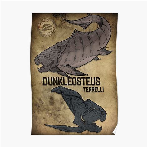 "Dunkleosteus skull & scale" Poster by JurassikBoutik | Redbubble