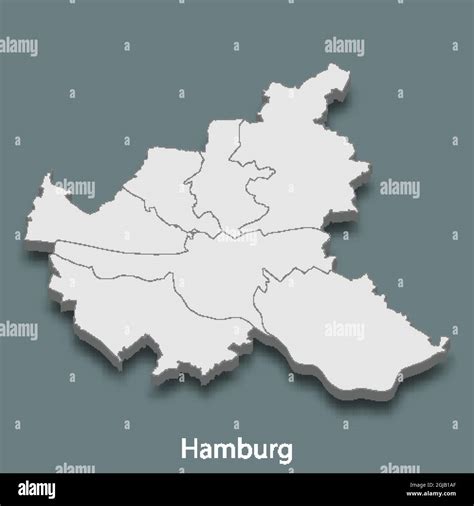 3D Mapa isométrico de Hamburgo es una ciudad de Alemania ilustración