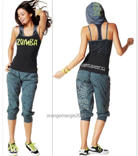 Zumba 3pc Set Instructor Tank Cargo Capri Pants Hoodness Vbra Top