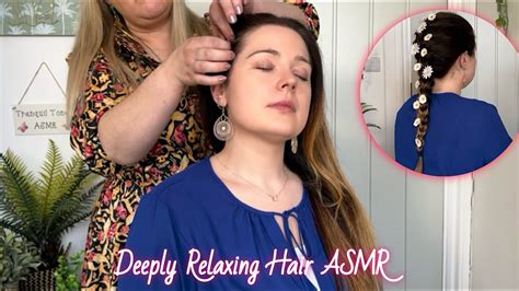 ASMR Relaxing Hair Brushing Parting Styling Decorating A Braid