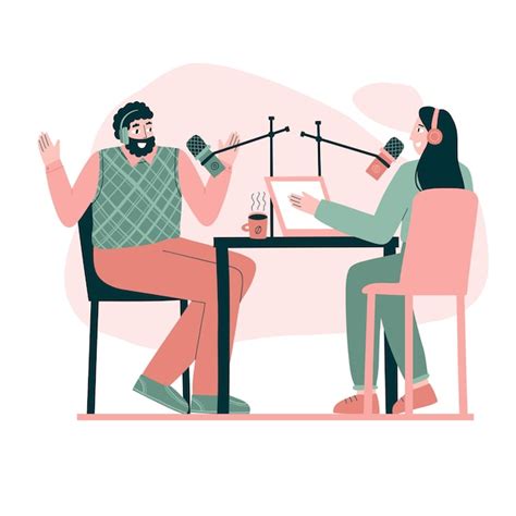 Premium Vector Podcast Concept With Characters Created By Two People