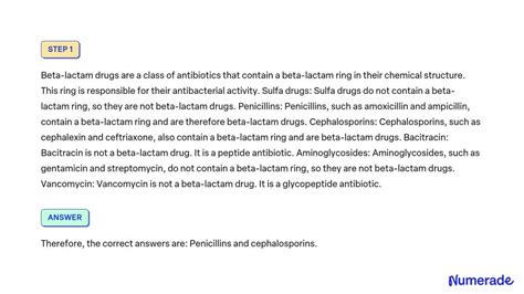 Solved Which Of The Following Is Are Beta Lactam Drugs Choose All