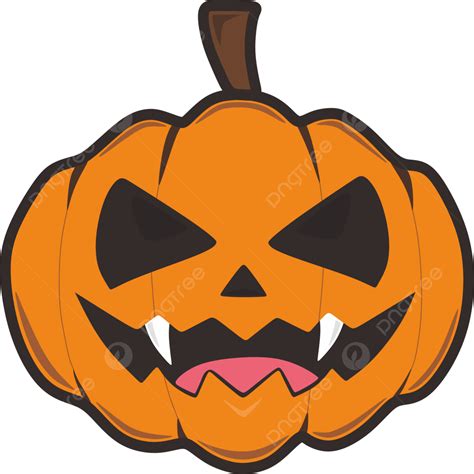 Halloween Pumpkin Face With Fangs Halloween Face Pumpkin Png And