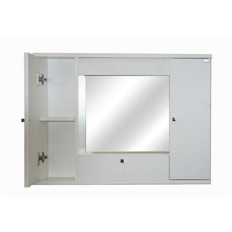 Mueble de baño con espejo de fresno blanco y 2 puertas abatibles h