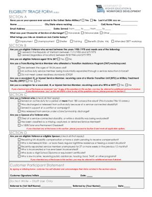 Fillable Online Jobs Mo Eligibility Triage Form Fax Email Print Pdffiller