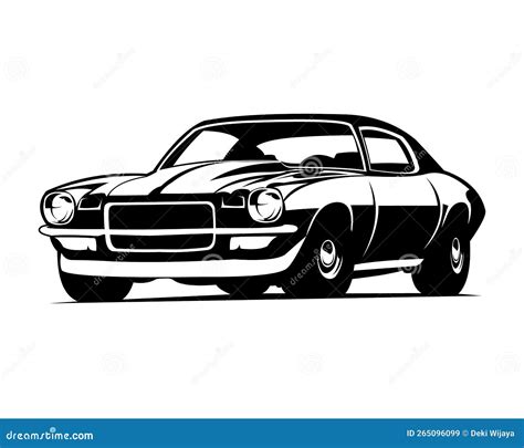 Car Logo Chevrolet Camaro 1970 Black Silhouette View From Side Isolated