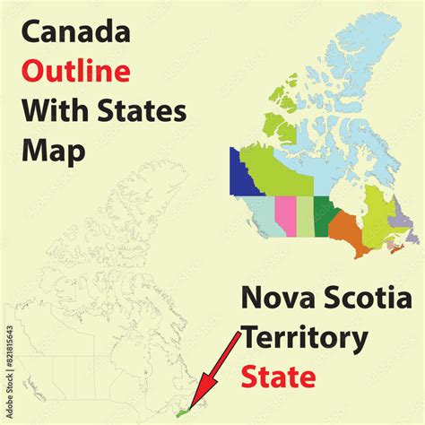 Nova Scotia State Map Outline Canada Vector Canada Canada State