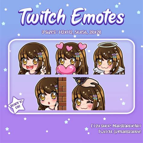 Twitch Emotes Cute Chibi Emotes For Streamers Kawaii Cute Etsy