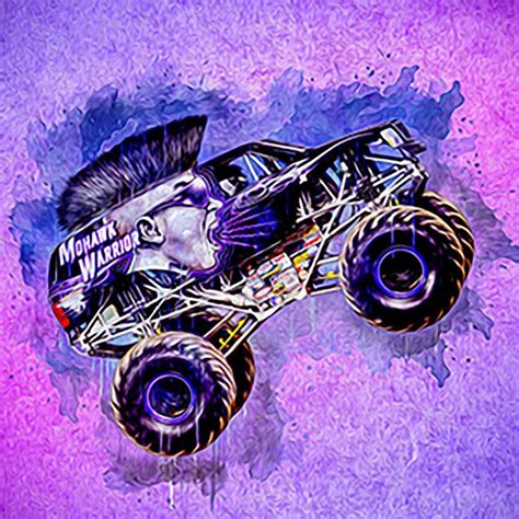 Monster Truck Poster Design Ready To Print Watercolor Handmade Home