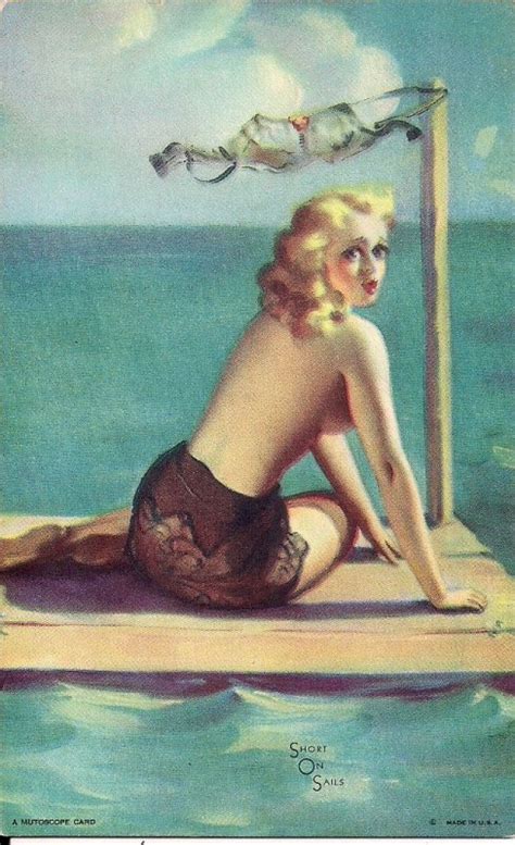 ARCADE CARD Sexy Woman MUTOSCOPE 1940 S Pin Up Girl On Raft Lingerie Topics Risque
