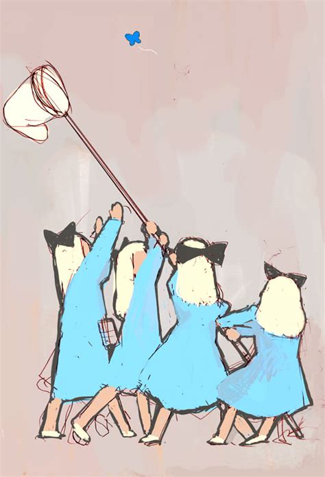 The Big ImageBoard TBIB 4girls Blonde Hair Blue Butterfly Bow Bug Butterfly Butterfly Net