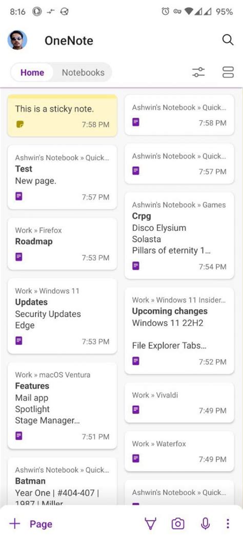 Onenote App Interface