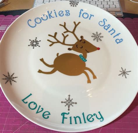 Cookies For Santa Plate With Vinyl Reindeer Santas Cookie Plate Diy