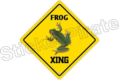 Stickerpirate Frog Crossing Funny Metal Novelty Sign