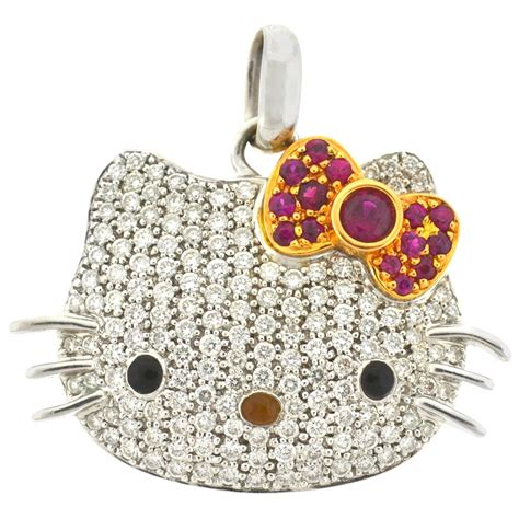 Kimora Lee Simmons Sanrio Hello Kitty 18 Karat White Gold Diamond Pendant At 1stdibs Hello