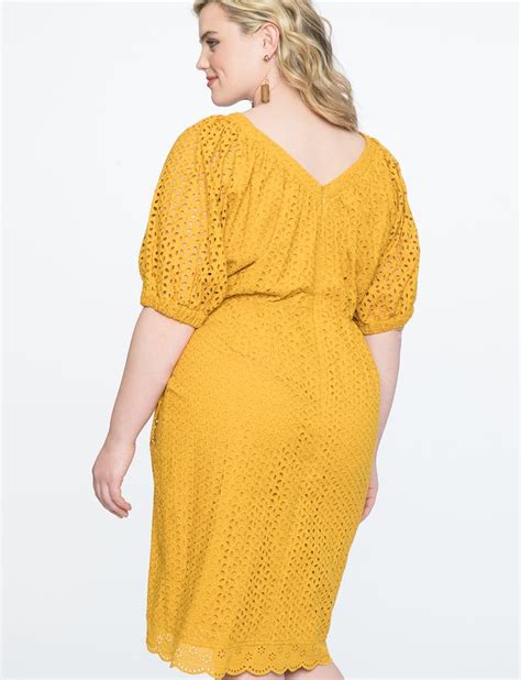 Puff Sleeve Eyelet Dress Women S Plus Size Dresses ELOQUII Eyelet