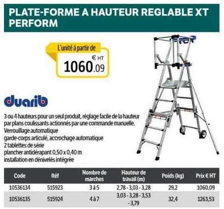 Promo Plate forme à Hauteur Réglable Xt Perform Duarib chez DomPro