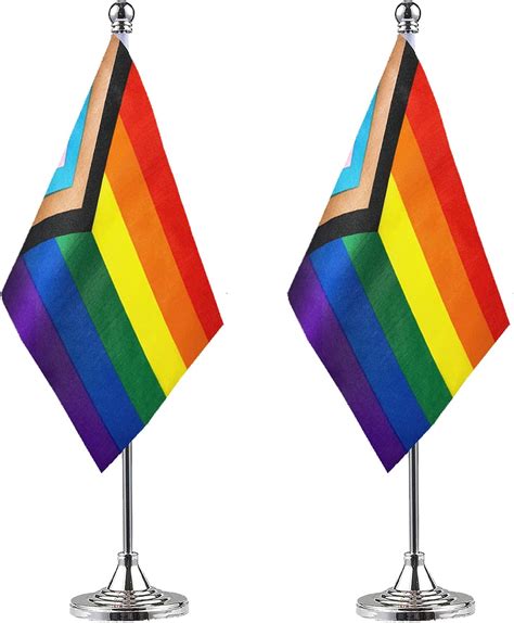 Amazon WXTWK 2 Pack Progress Pride Rainbow Desk Flag Small Mini