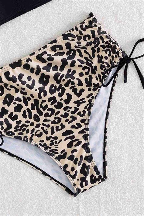Angelsin Leopar Yanlardan Büzgü Ayarlama Detaylı Bikini Altı Çok Renkli Bikini Alt Angelsin